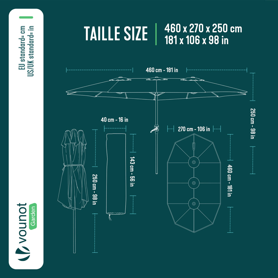Twin Garden Parasol for Wider Patio Shade