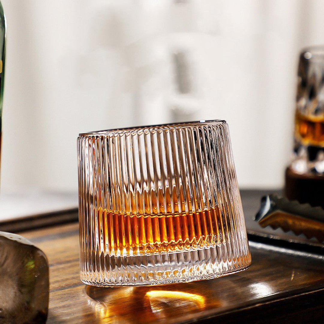 Crystal Swirl Whiskey Glasses for Fuller Flavor