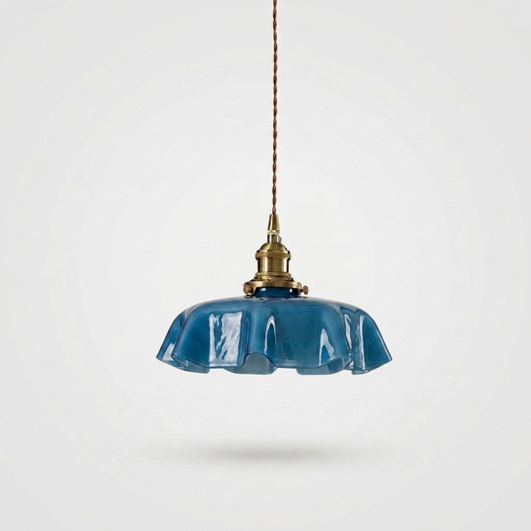 Ruffled Glass Pendant Light for Warm Ambiance