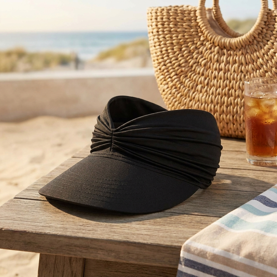 Ruched Travel Visor for Wide-Brim Sun Protection
