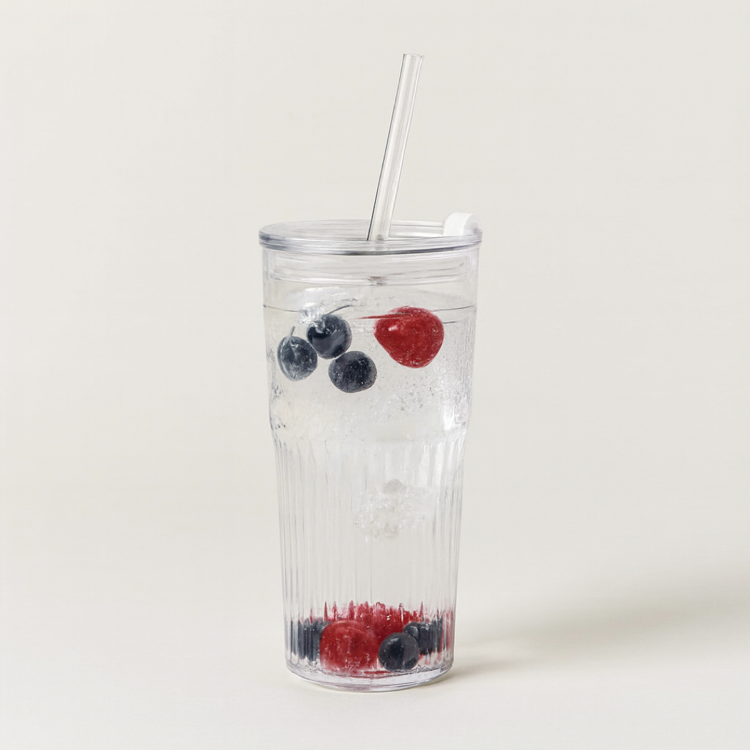 Ribbed Glass Tumbler for Spill-Safe Sipping