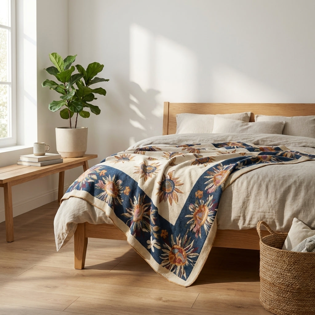 Floral Jacquard Throw for Everyday Comfort
