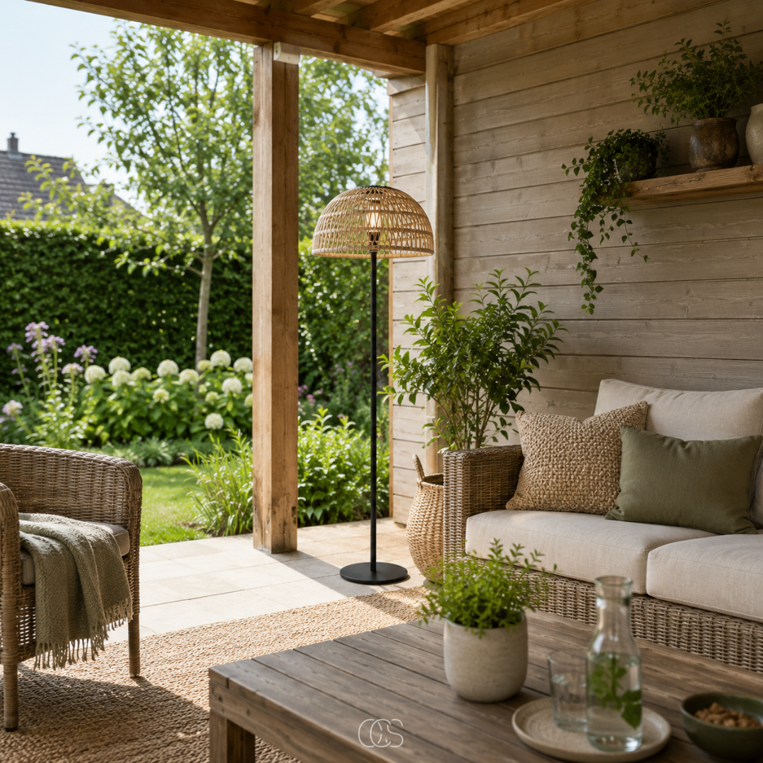 Rattan Solar Patio Lamp for Cord-Free Glow