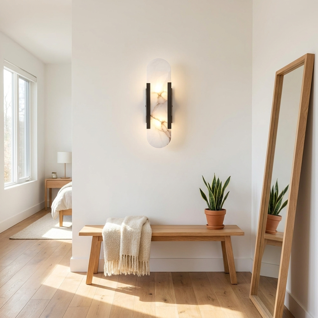 Sculpted Marble Sconce for Soft Ambient Light