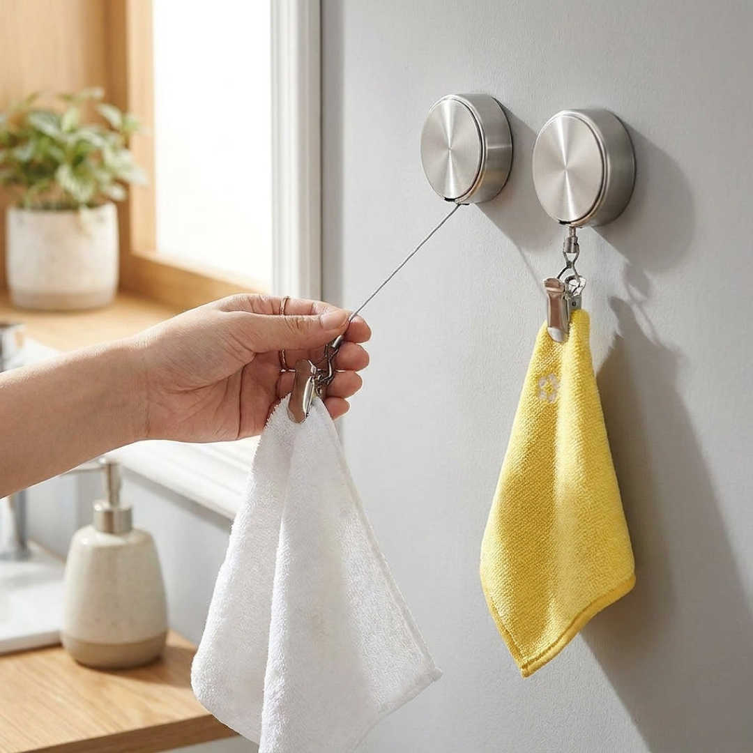 Space-Saving Retractable Towel Holder