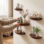 Semicircle Wood Wall Shelf for Space-Saving Display