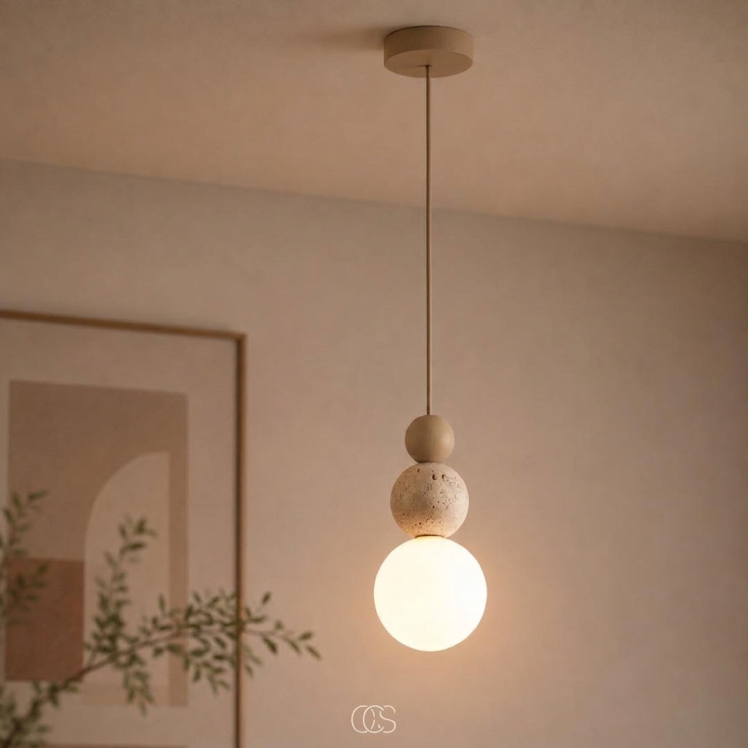 Travertine Globe Pendant for Warm Ambience