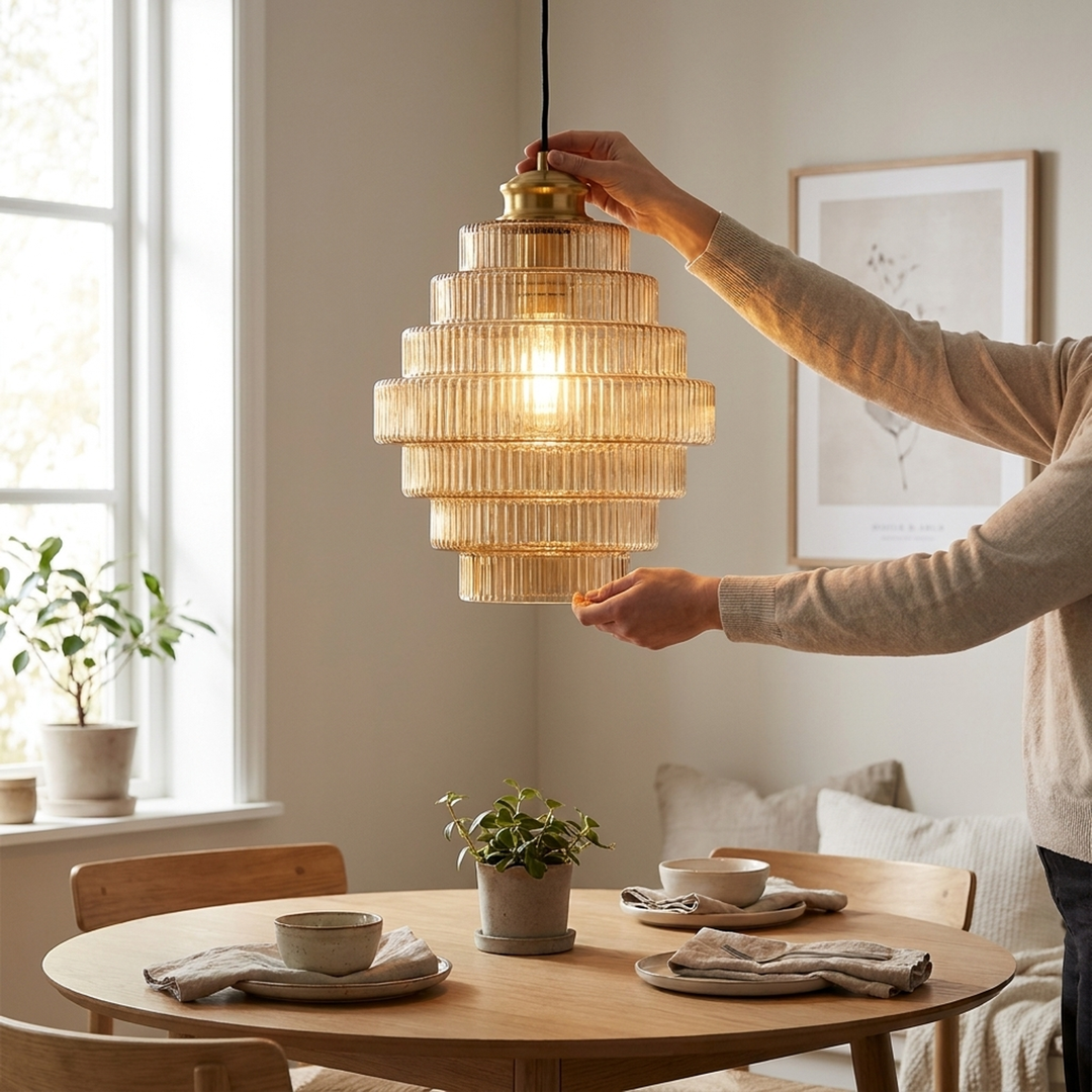 Tiered Glass Pendant Light — Warm Ambient Glow