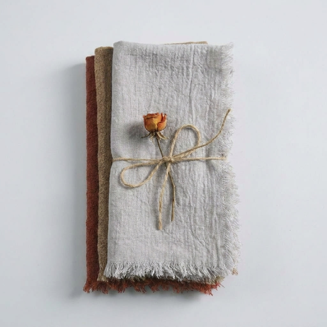 Frayed Cotton Napkin Set for Cozy Tables