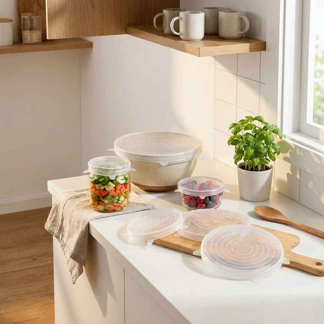 Stretch-Seal Silicone Lids for Fresher Food