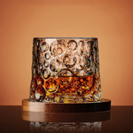 Crystal Whiskey Tumbler With Wood Coaster