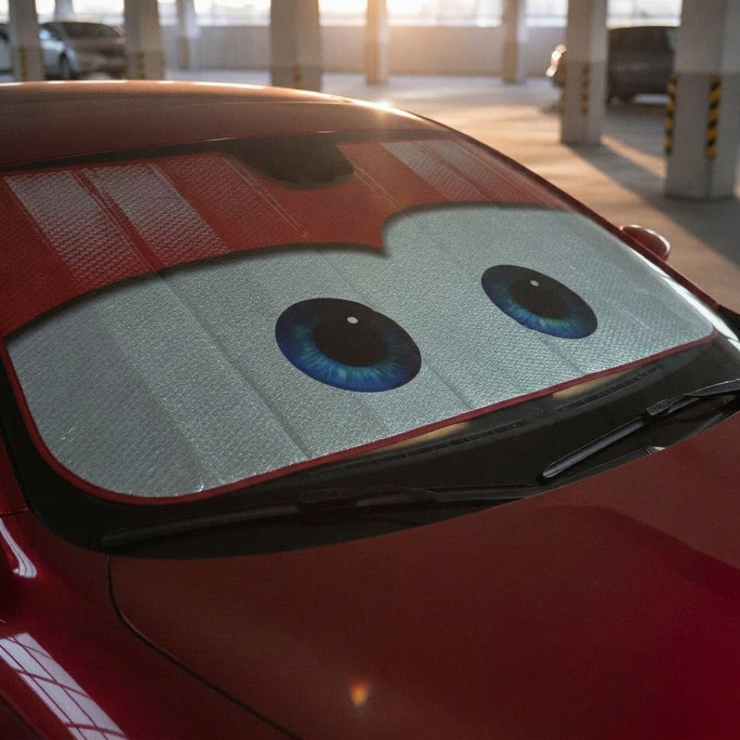 Cartoon Eye Windshield Shade for a Cooler Cabin
