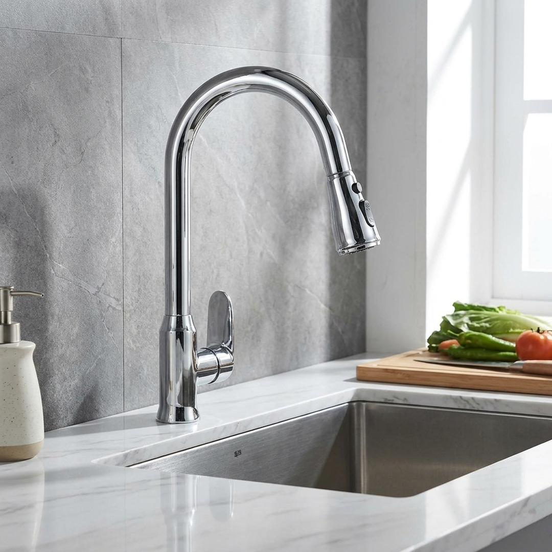 Statement Kitchen Faucet – Flexible Pull-Out Reach