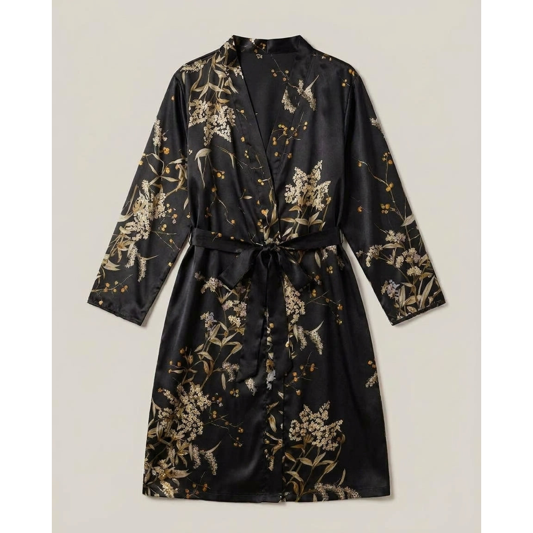 Floral Satin Robe for Effortless At-Home Comfort