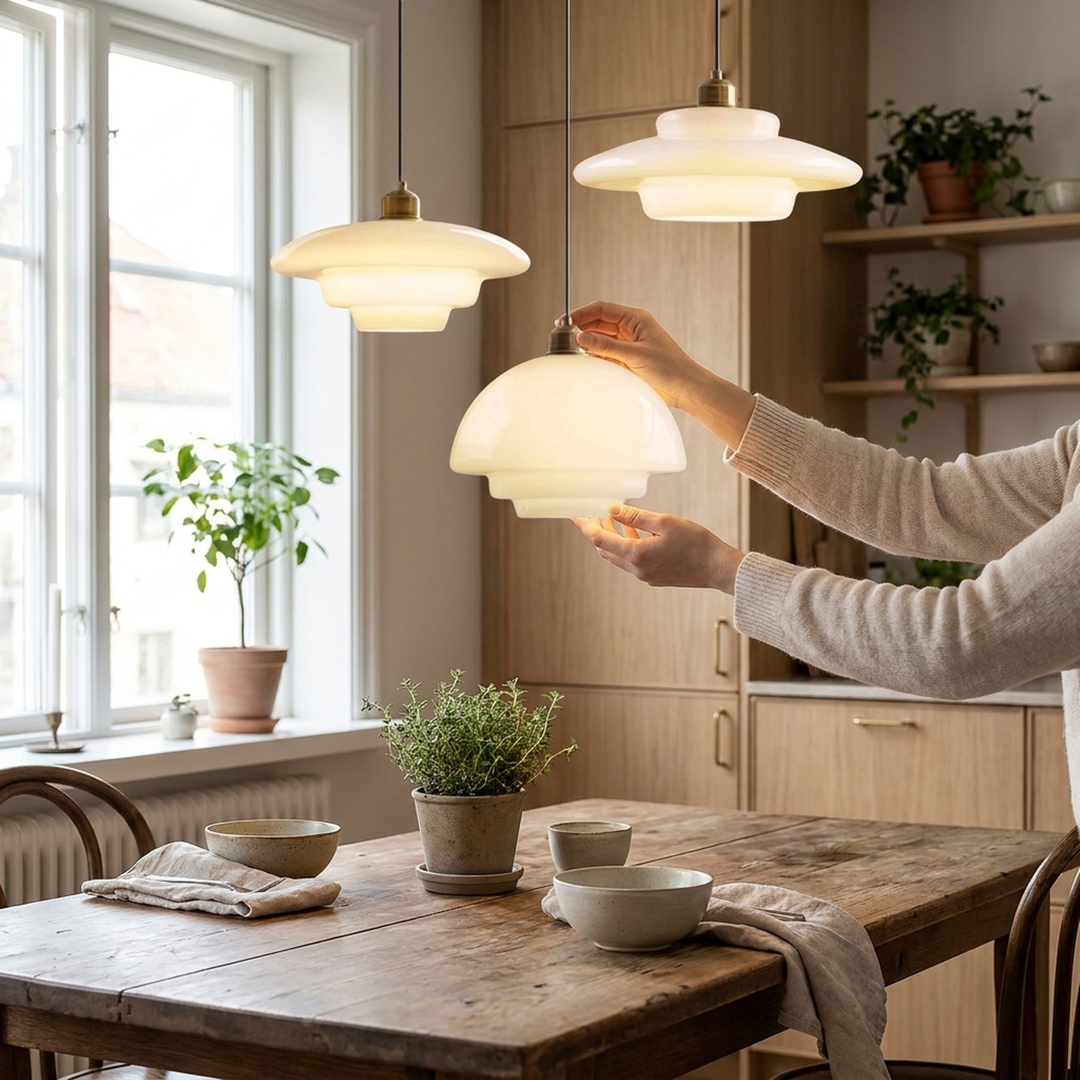 Sculptural Milk Glass Pendant for Warm Ambience