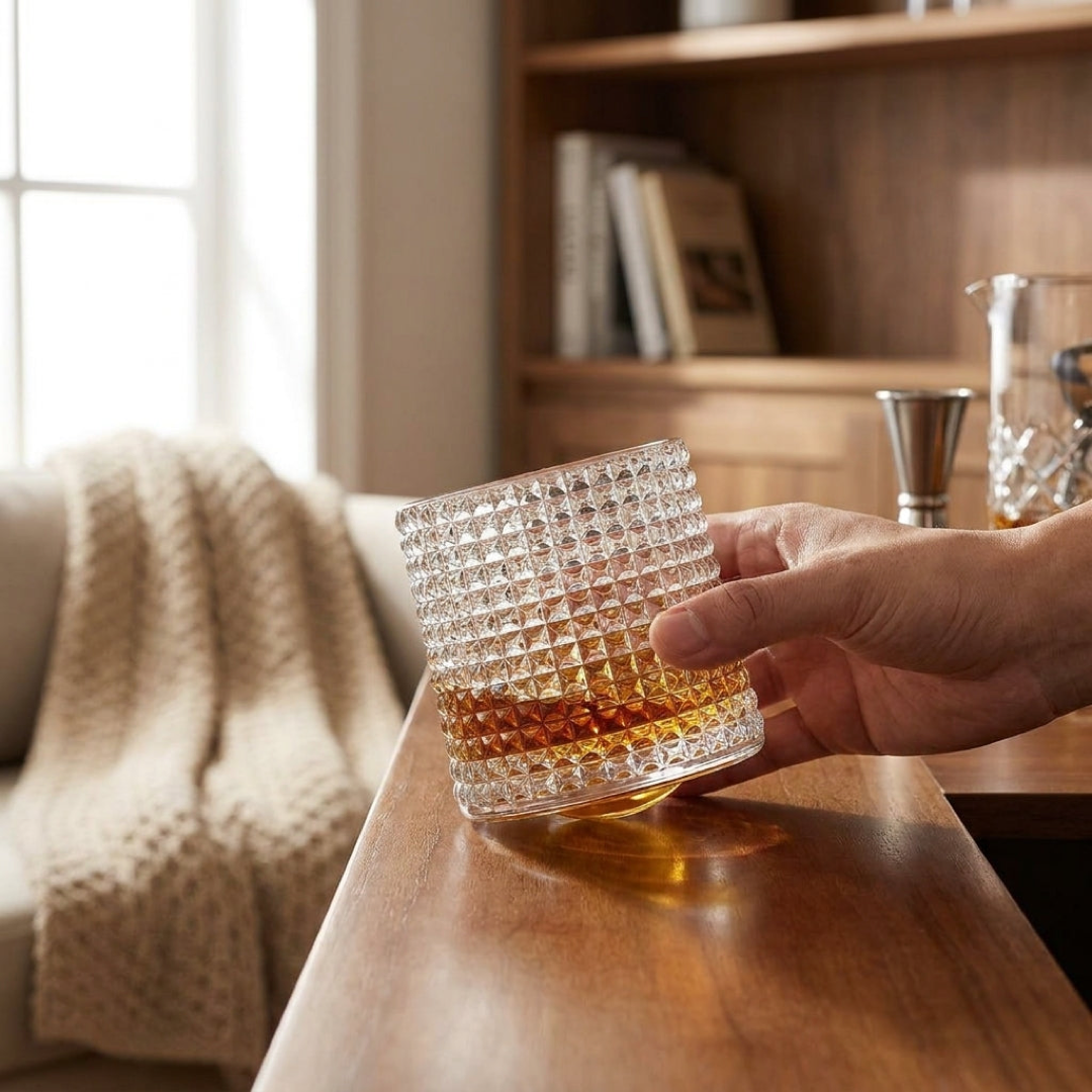 Crystal Swirl Whiskey Glasses for Fuller Flavor