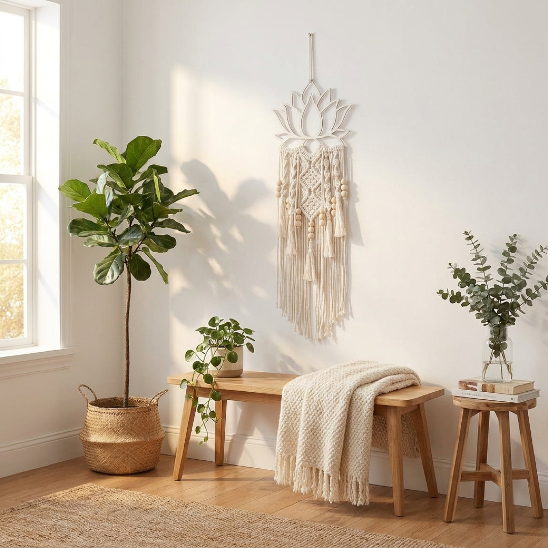 Lotus Macrame Tapestry for Cozy Bohemian Style