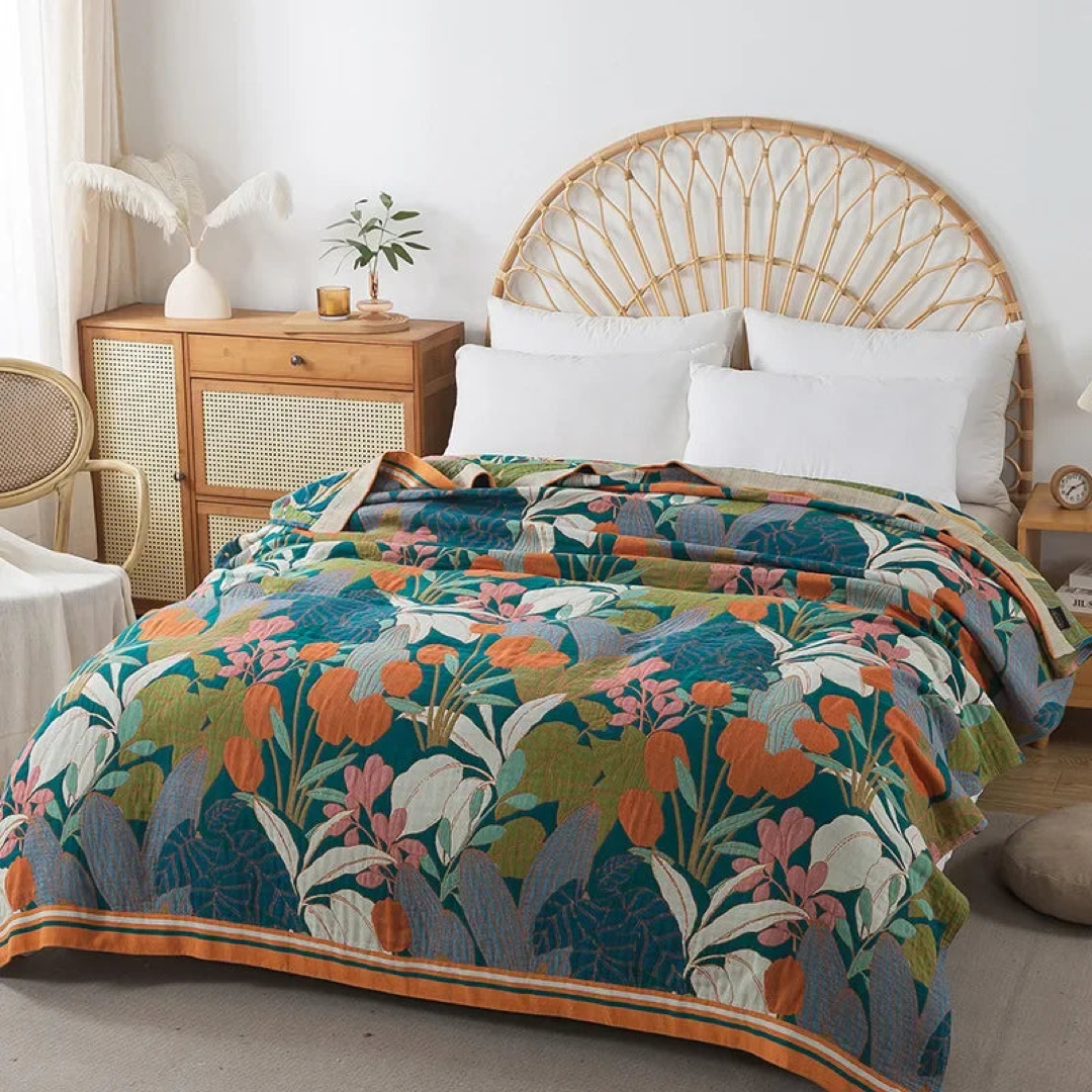 Floral Cotton Coverlet for Cool Summer Comfort