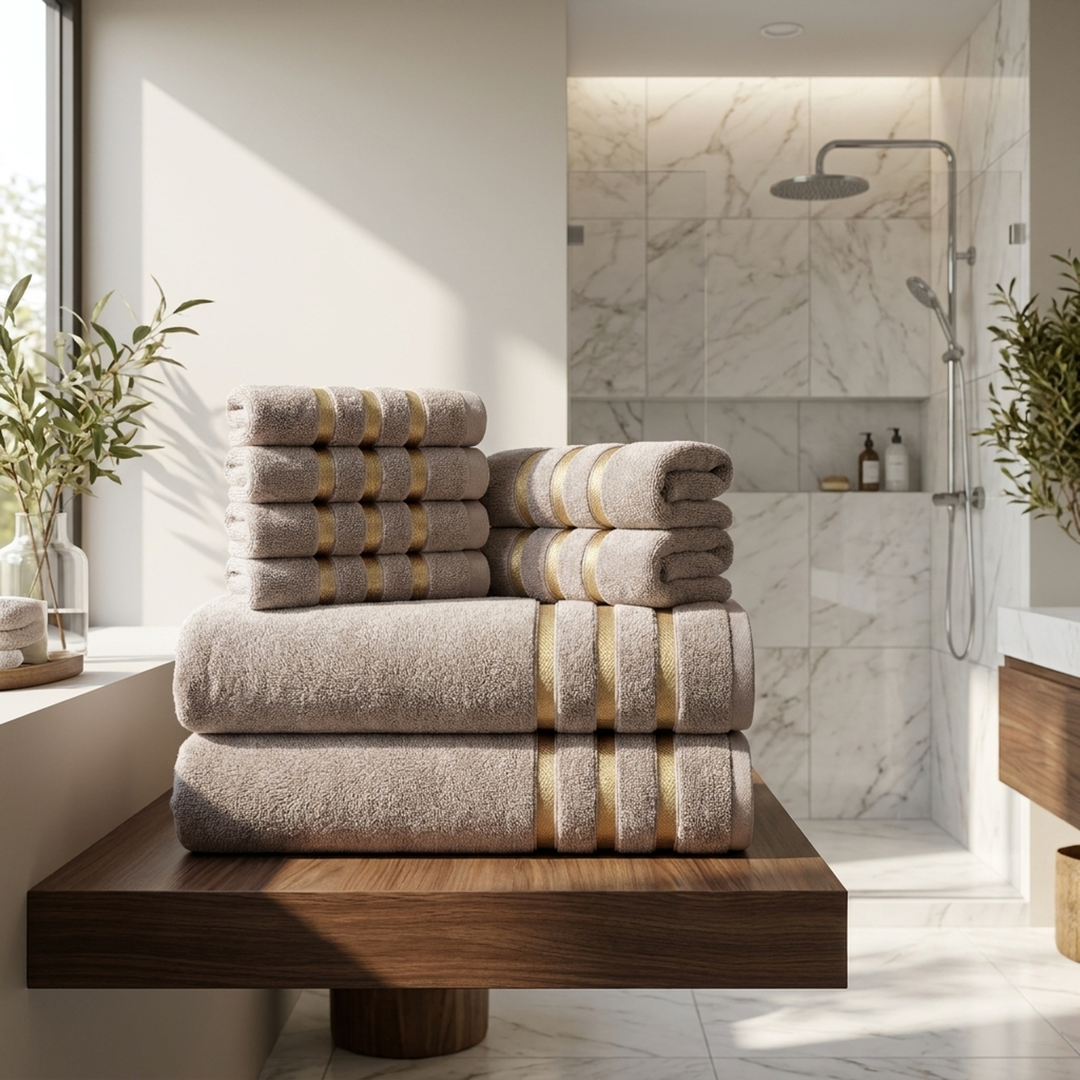 8-Piece Cotton Towel Set for Faster Drying