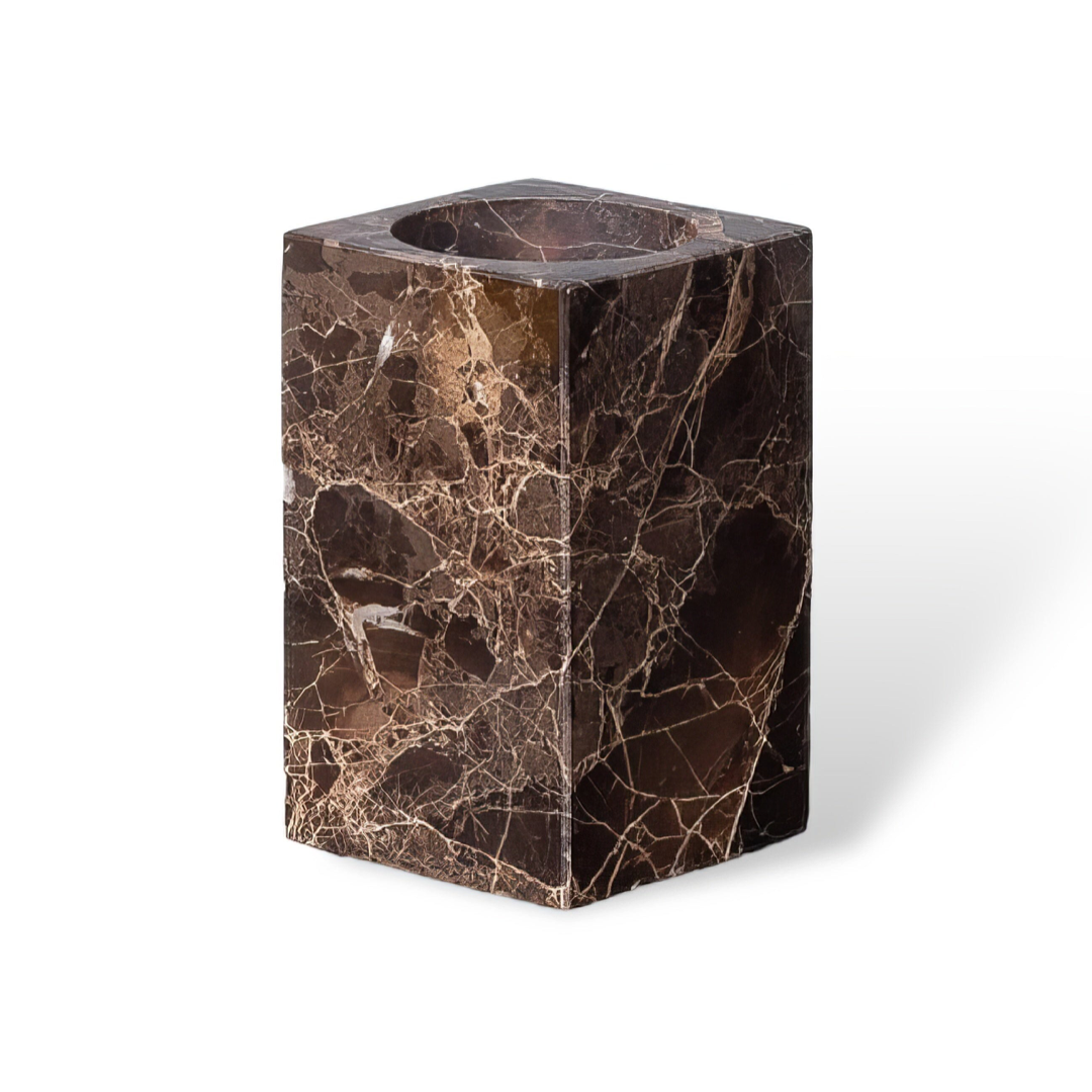 Dark Marble Vanity Set for Clutter-Free Countertops