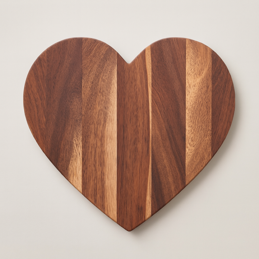 Heart-Shaped Wooden Board for Prep and Serving