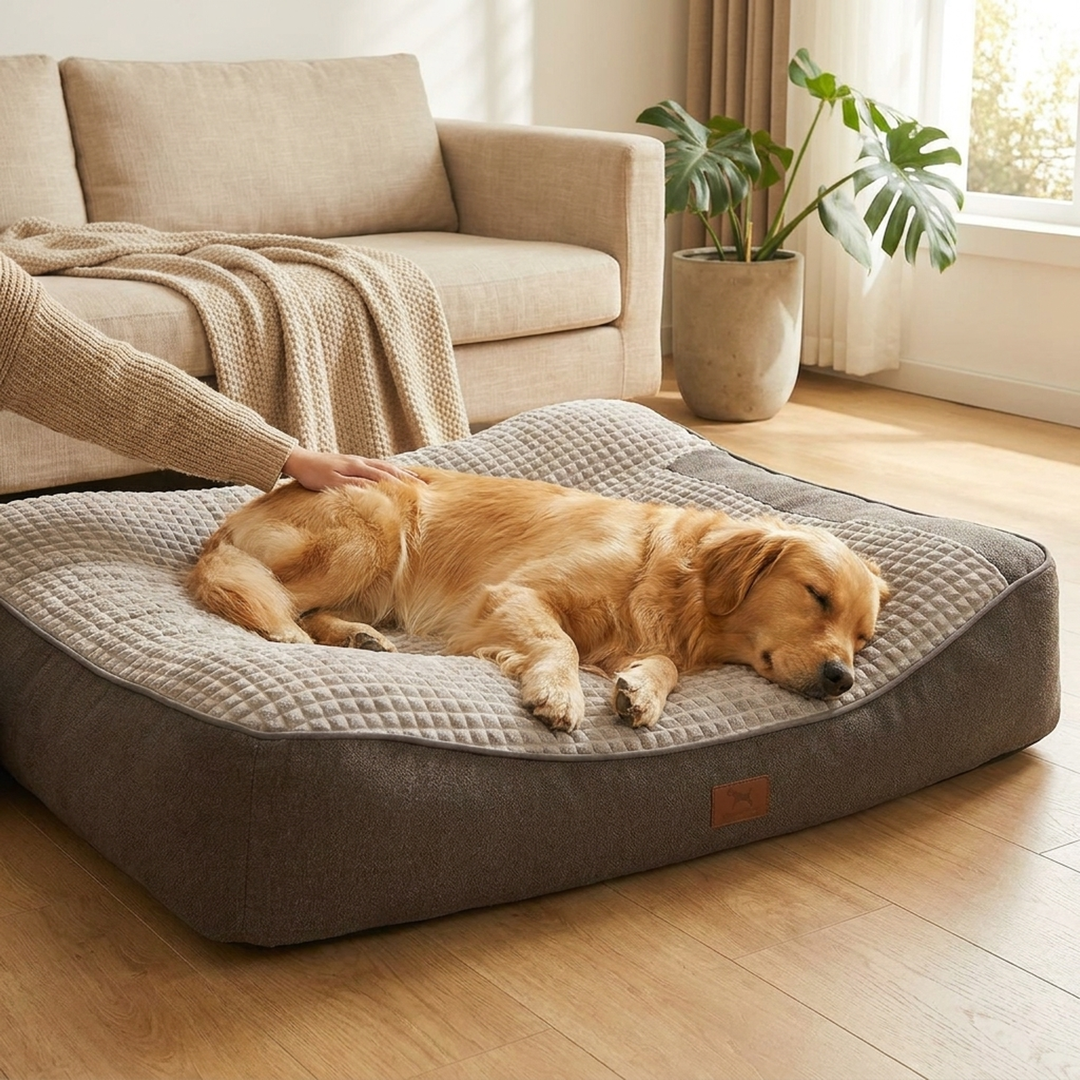 Spacious Bolster Dog Bed for Restful Sleep