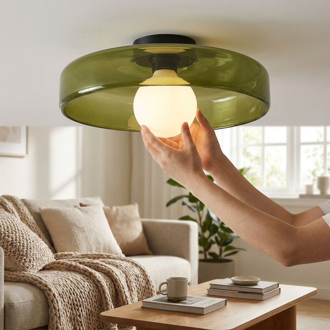 Sculptural Glass Ceiling Light – Saves Space
