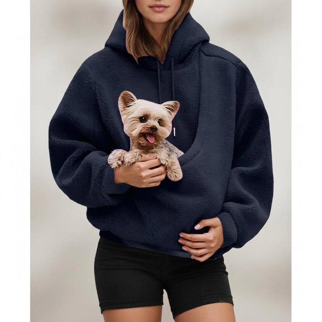 Cozy Pouch Hoodie for Hands-Free Pet Carrying