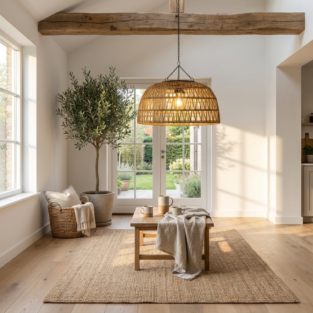 Solar Rattan Pendant Light for Cozy Evenings