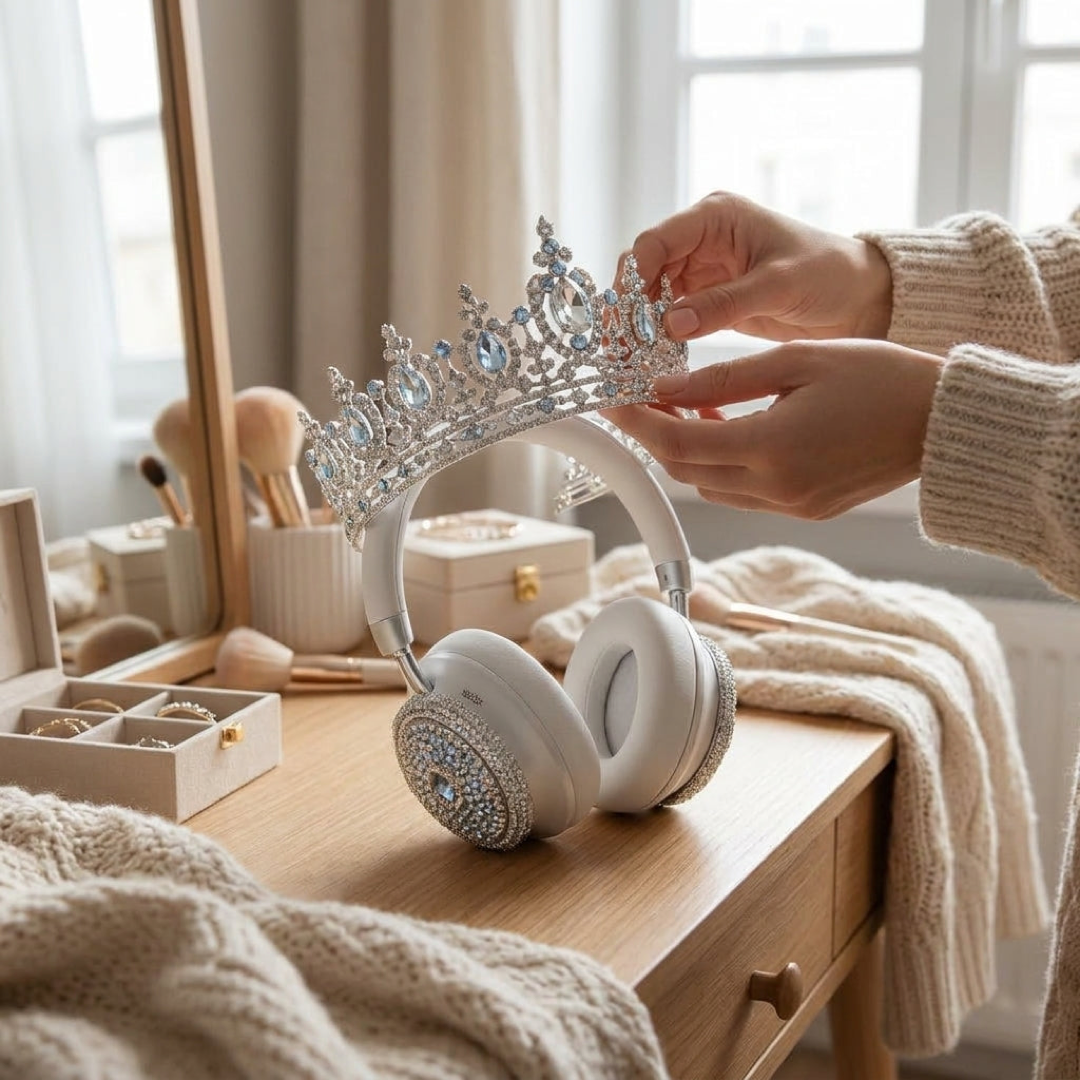 Crystal Tiara Headphones for Regal Sound