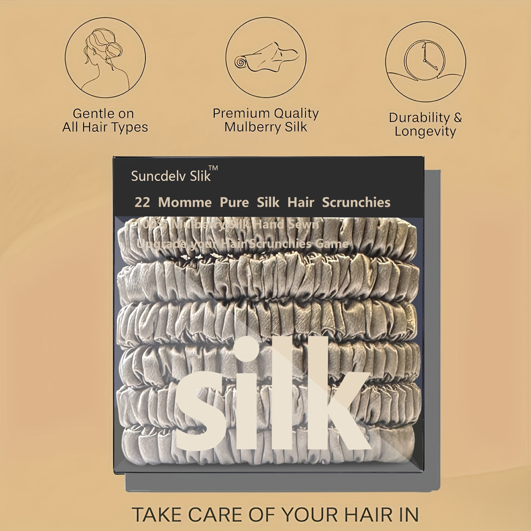 Mulberry Silk Scrunchie Set for Creaseless Hold