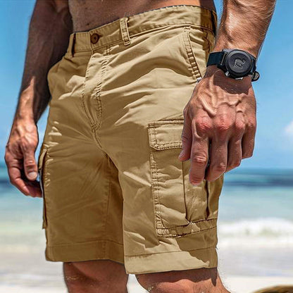 Men's Cargo Shorts with Multiple Pockets and Straight Leg Fit