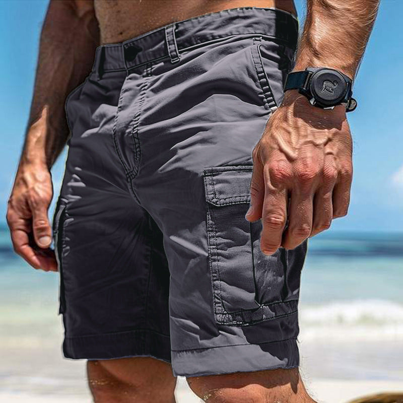 Men's Cargo Shorts with Multiple Pockets and Straight Leg Fit