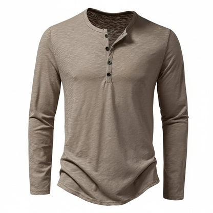 Men's Henley Long Sleeve Shirt with Button Fastening
