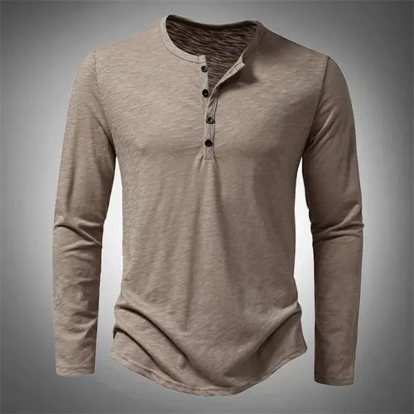 Men's Henley Long Sleeve Shirt with Button Fastening