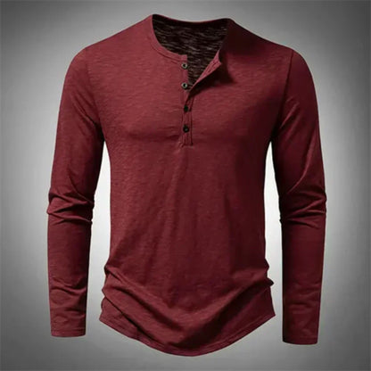 Men's Henley Long Sleeve Shirt with Button Fastening