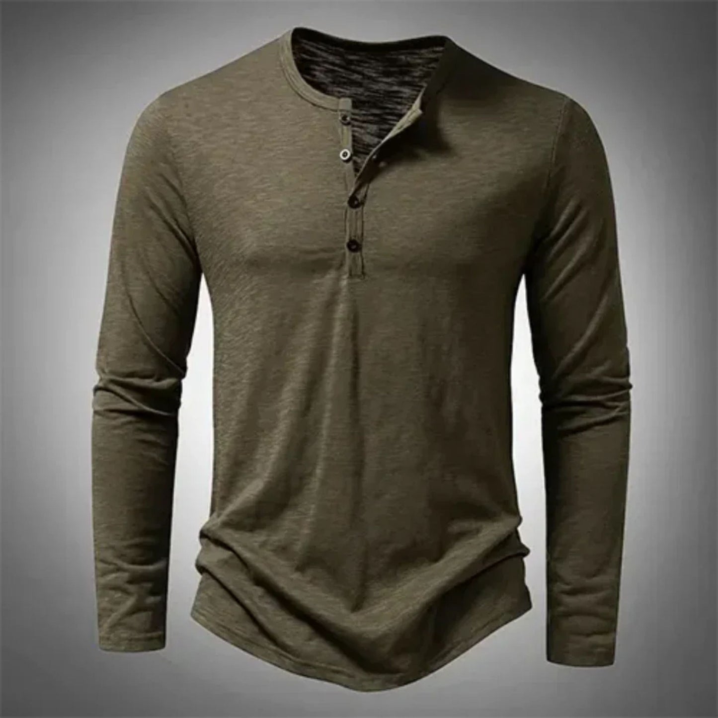 Men's Henley Long Sleeve Shirt with Button Fastening