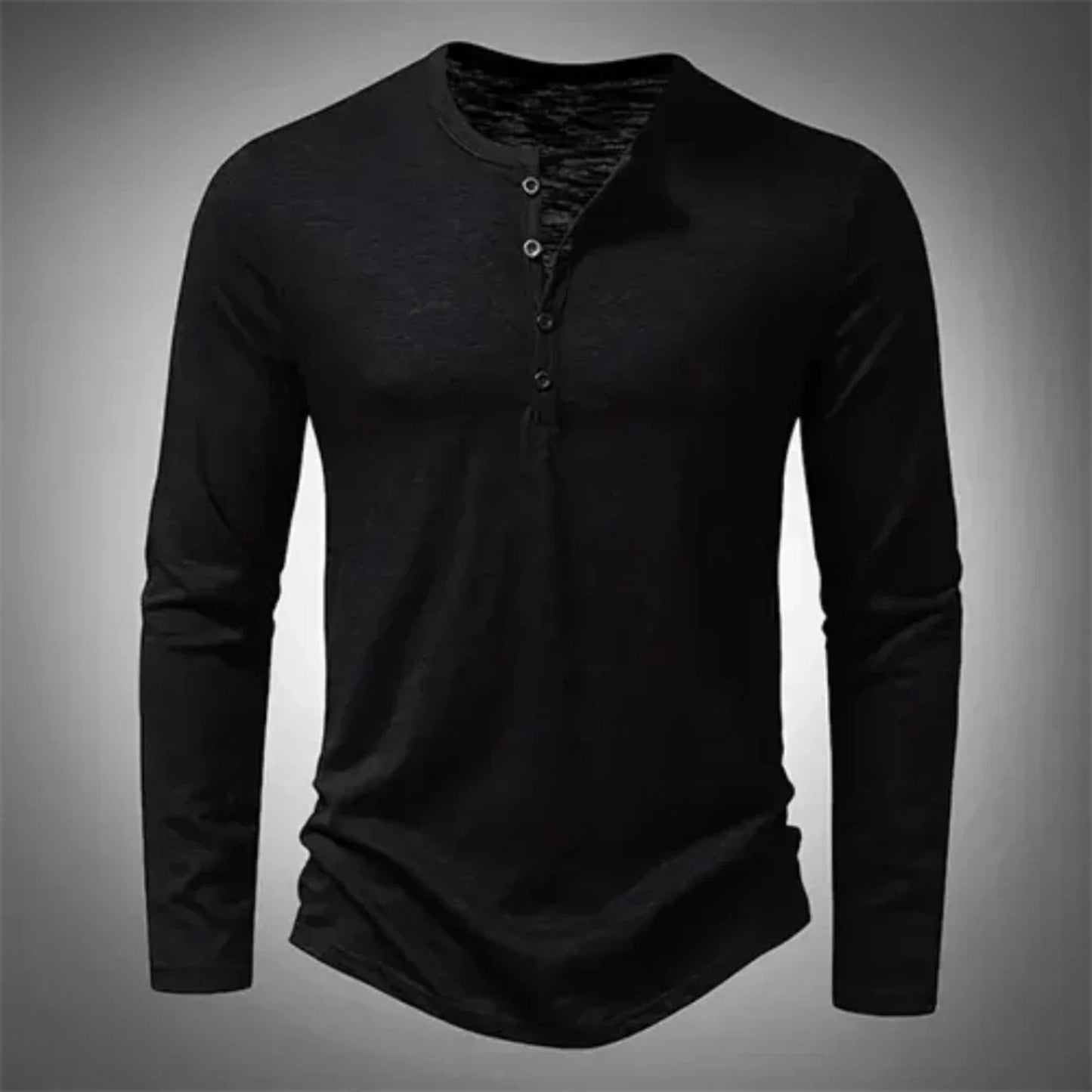 Men's Henley Long Sleeve Shirt with Button Fastening
