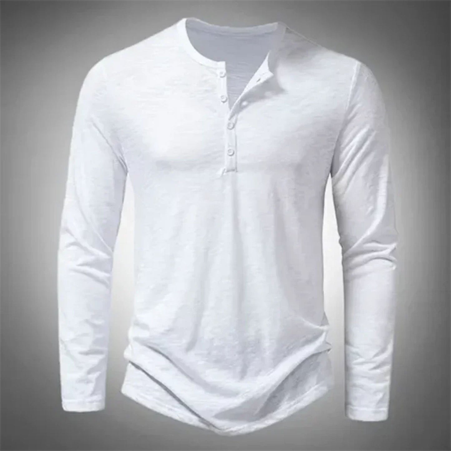 Men's Henley Long Sleeve Shirt with Button Fastening