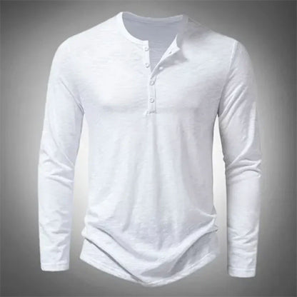 Men's Henley Long Sleeve Shirt with Button Fastening