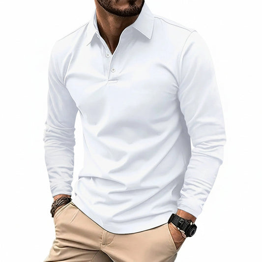 Men's Long-Sleeve Polo with Classic Collar Slim Fit