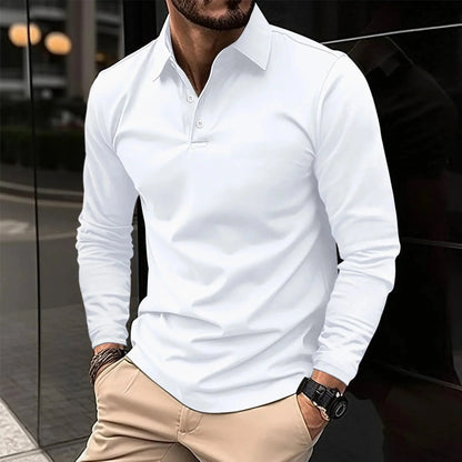 Men's Long-Sleeve Polo with Classic Collar Slim Fit