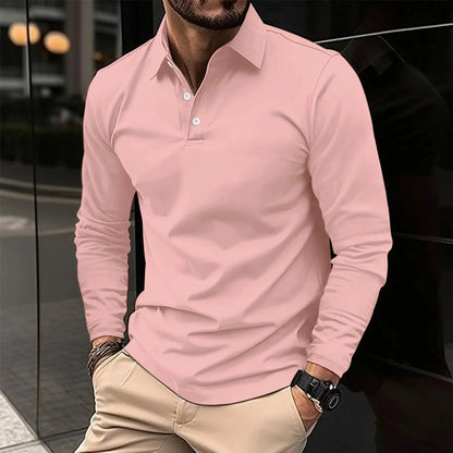 Men's Long-Sleeve Polo with Classic Collar Slim Fit