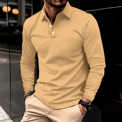 Men's Long-Sleeve Polo with Classic Collar Slim Fit