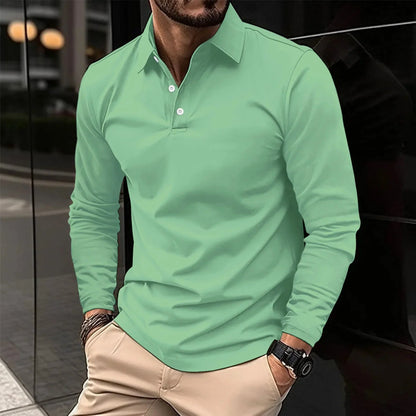 Men's Long-Sleeve Polo with Classic Collar Slim Fit