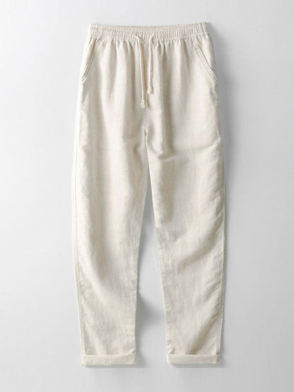 Men's Short-Sleeve Shirt with Stand-Up Collar and Matching Trousers