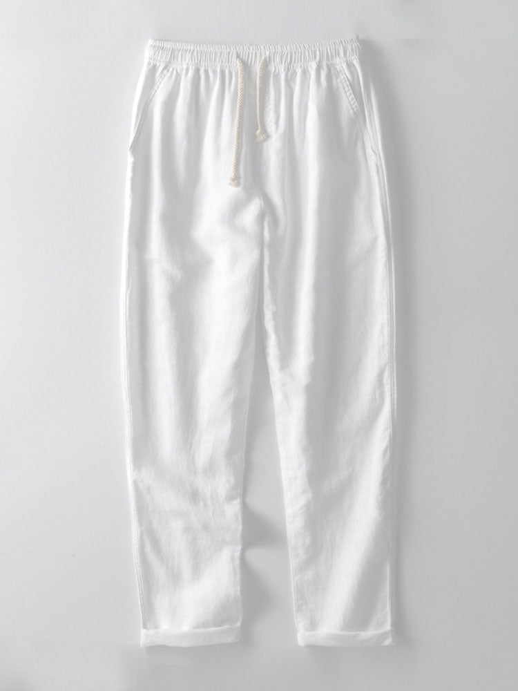 Men's Short-Sleeve Shirt with Stand-Up Collar and Matching Trousers