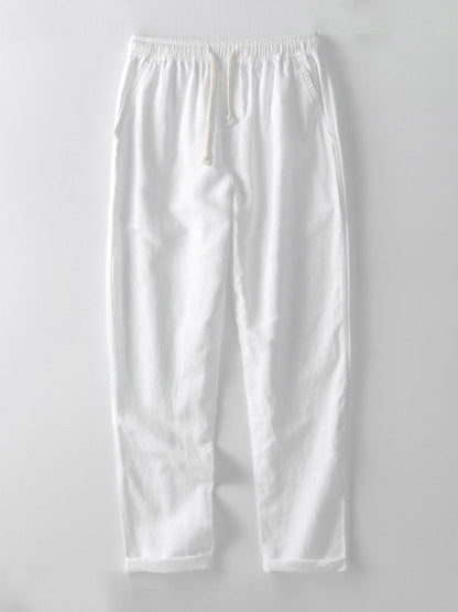 Men's Short-Sleeve Shirt with Stand-Up Collar and Matching Trousers