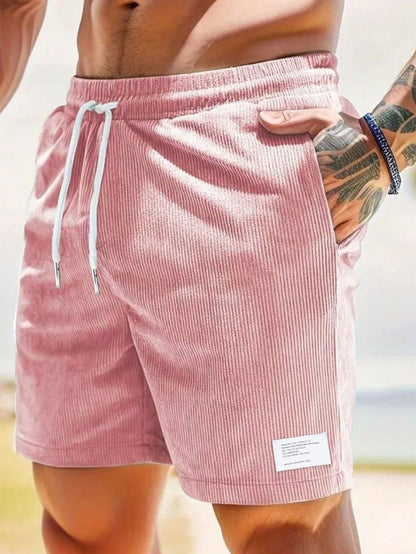 Men's Shorts with Elastic Waist and Drawstrings, Relaxed Fit