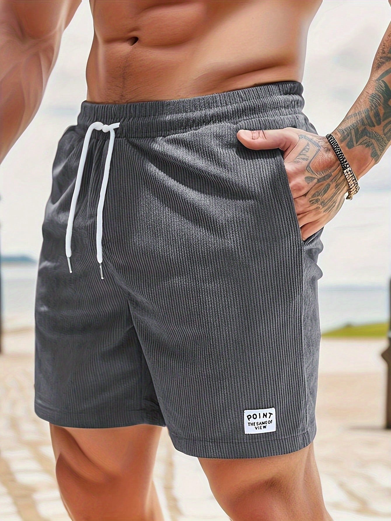 Men's Shorts with Elastic Waist and Drawstrings, Relaxed Fit